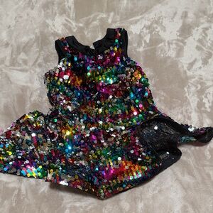 Revolution Multicolor Sequin Kids Dance Costume